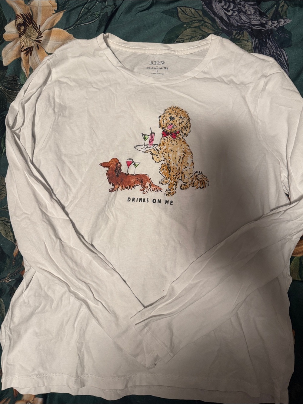 J.Crew White Long-Sleeve golden doodle dogGraphic Tee - Drinks On Me